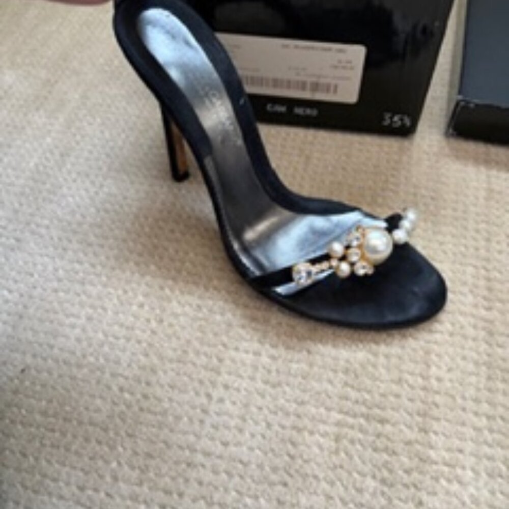 Vintage embellished black suede strappy Dolce & Gabbana sandals, size 36.5